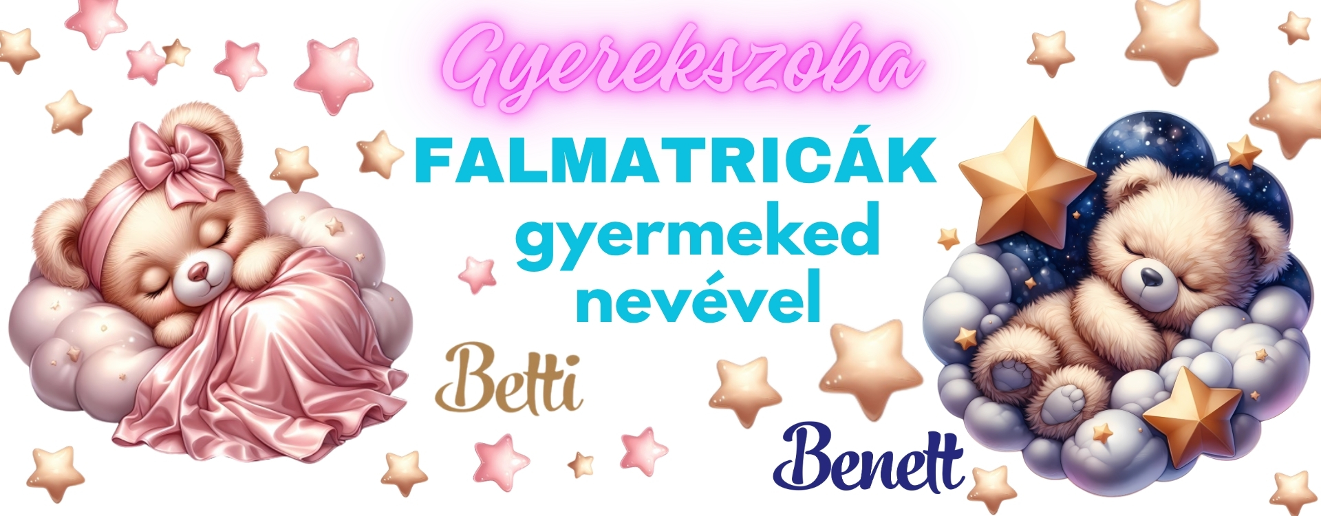 Gyerekszoba falmatrica névvel babaszobába
