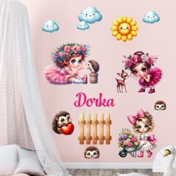 falmatrica gyerekszobába lányok virágok dekoráció