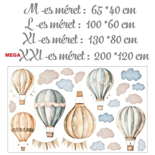 Légballonos álom felhőkkel - Ajándékba választható XL méret