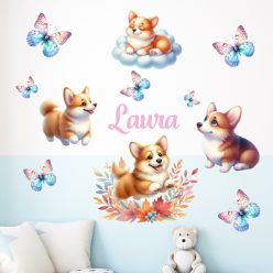 falmatrica gyerekszobába corgi kutyussal saját névvel