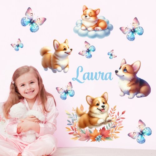 Corgi kutyus pillangókkal - Ajándékba választható MEGA XXL méret