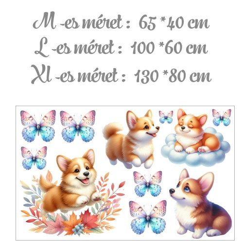 Corgi kutyus pillangókkal - Ajándékba választható MEGA XXL méret