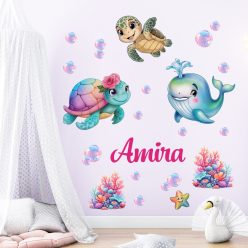 Bálna teknős falmatrica babaszobába saját névvel