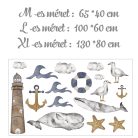 falmatrica babaszobába tenger bálna sirály pasztel mintával watercolor saját névvel öntapadó matrica