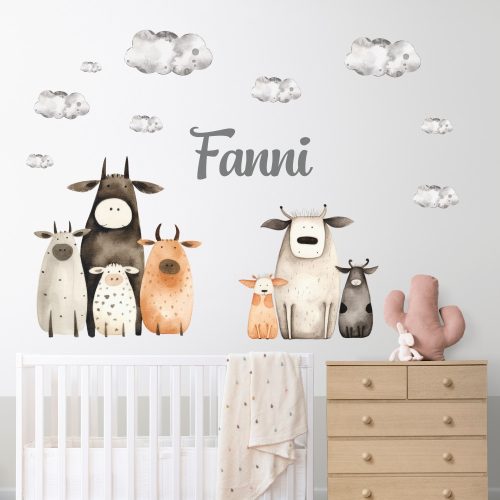 falmatrica farm tehén család saját névvel dekoráció