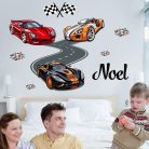 Falmatrica gyerekszobába autó verseny saját névvel
