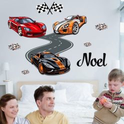 Falmatrica gyerekszobába autó verseny saját névvel