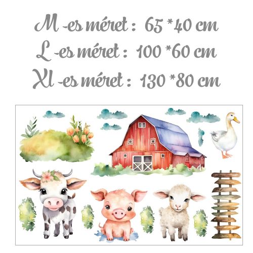 falmatrica gyerekszobába vidéki farm állatokkal gyerek neves matrica