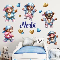 falmatrica dekorációs név falra macikás 