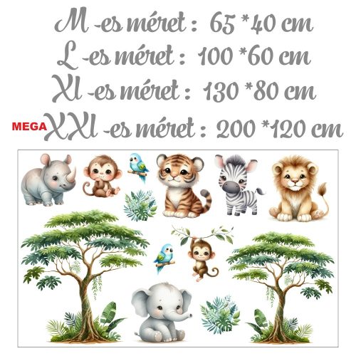 Cuki baba állatok a dzsungelben- Ajándékba választható XL méret