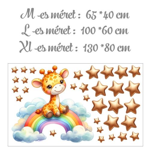 Zsiráf szivárvány és csillagok között - Ajándékba választható MEGA XXL méret